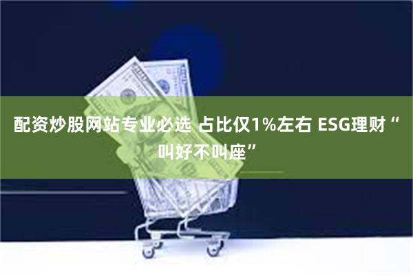 配资炒股网站专业必选 占比仅1%左右 ESG理财“叫好不叫座”