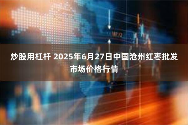 炒股用杠杆 2025年6月27日中国沧州红枣批发市场价格行情