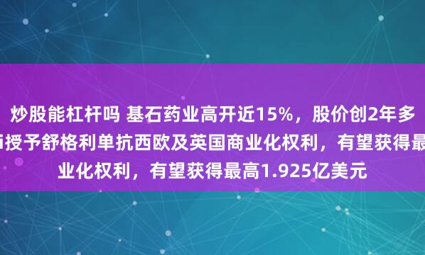 炒股能杠杆吗 基石药业高开近15%，股价创2年多新高！向Gentili授予舒格利单抗西欧及英国商业化权利，有望获得最高1.925亿美元