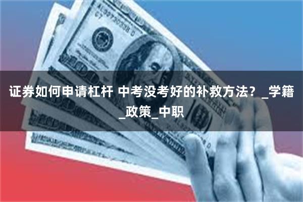 证券如何申请杠杆 中考没考好的补救方法？_学籍_政策_中职