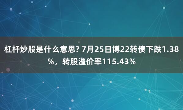 杠杆炒股是什么意思? 7月25日博22转债下跌1.38%，转股溢价率115.43%