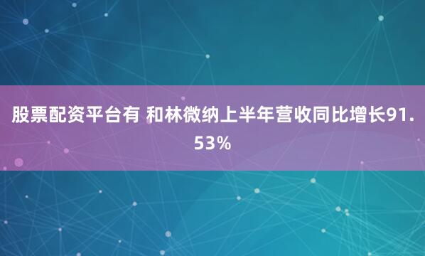 股票配资平台有 和林微纳上半年营收同比增长91.53%