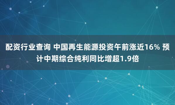 配资行业查询 中国再生能源投资午前涨近16% 预计中期综合纯利同比增超1.9倍