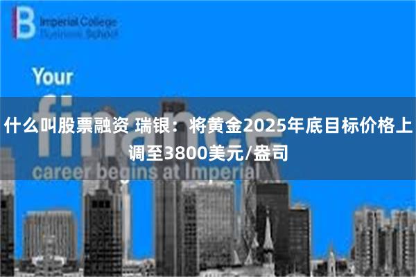 什么叫股票融资 瑞银：将黄金2025年底目标价格上调至3800美元/盎司