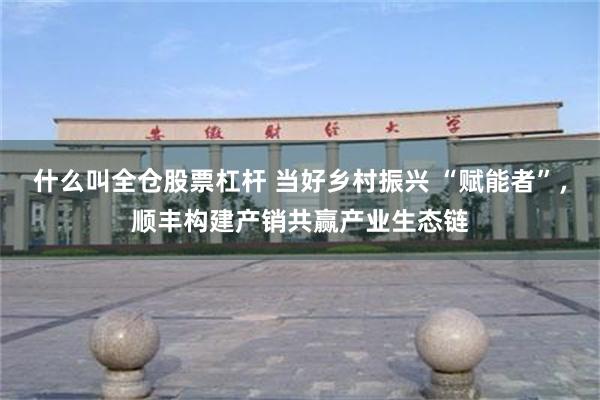 什么叫全仓股票杠杆 当好乡村振兴 “赋能者”，顺丰构建产销共赢产业生态链